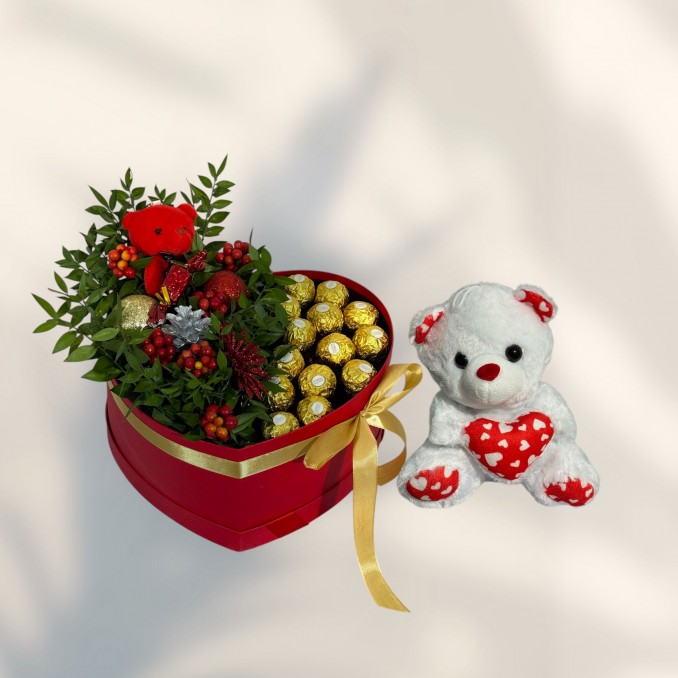 Kalp Kutuda Kokina 15 Çikolata Ayıcık