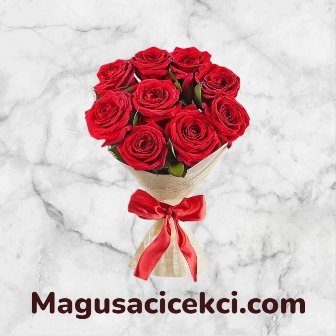 9 Adet Kırmızı Gül Buketi
