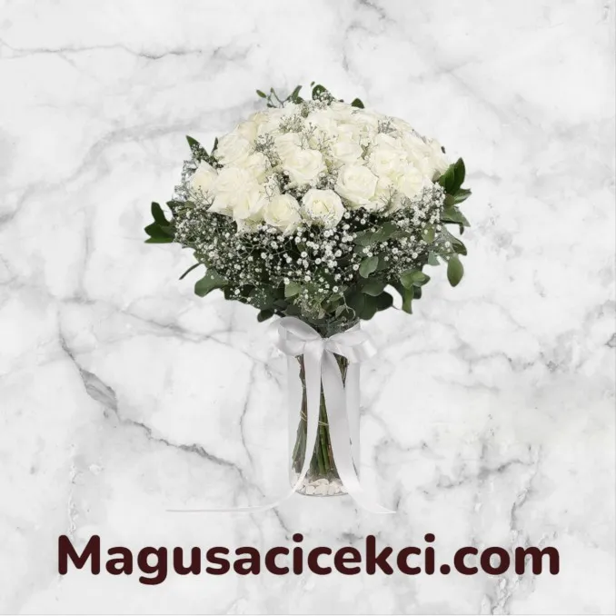 33 Beyaz Gül Vazosu 33 Beyaz Gül Vazosu