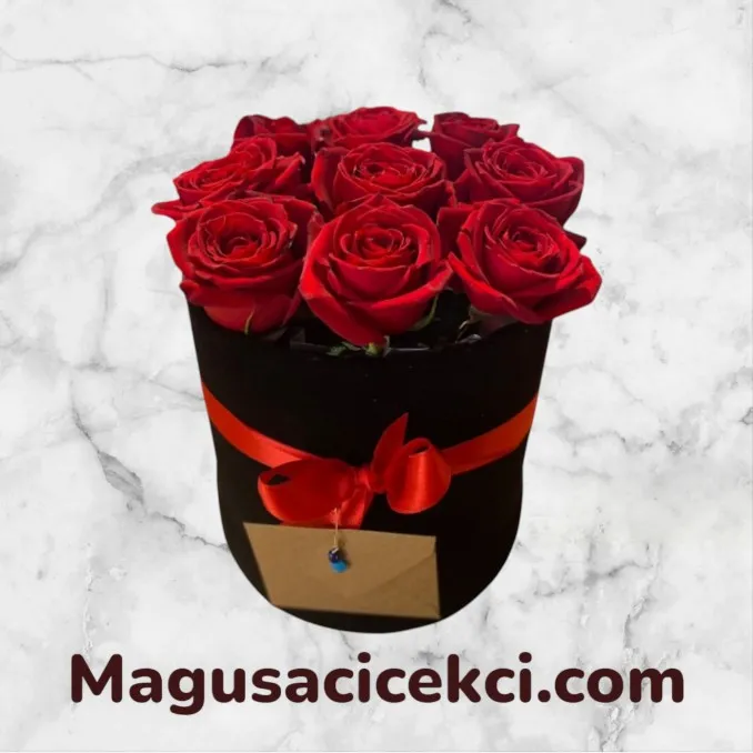 Kutuda 9 Kırmızı Gül